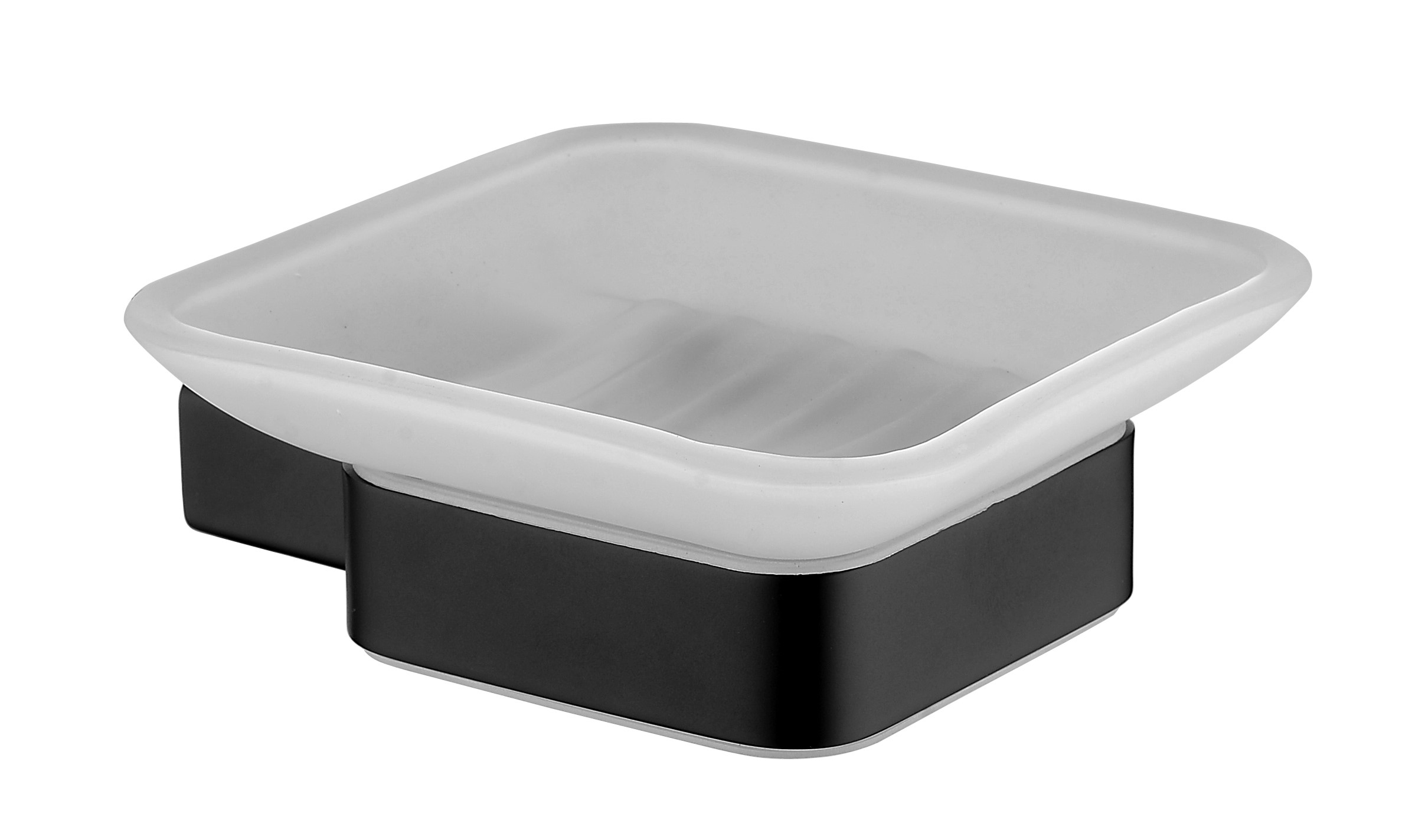 Slika proizvoda ARMAL MARIS DRŽAČ SAPUNA SA STAKLENOM POSUDOM crni držač; staklena posuda (mliječno staklo)