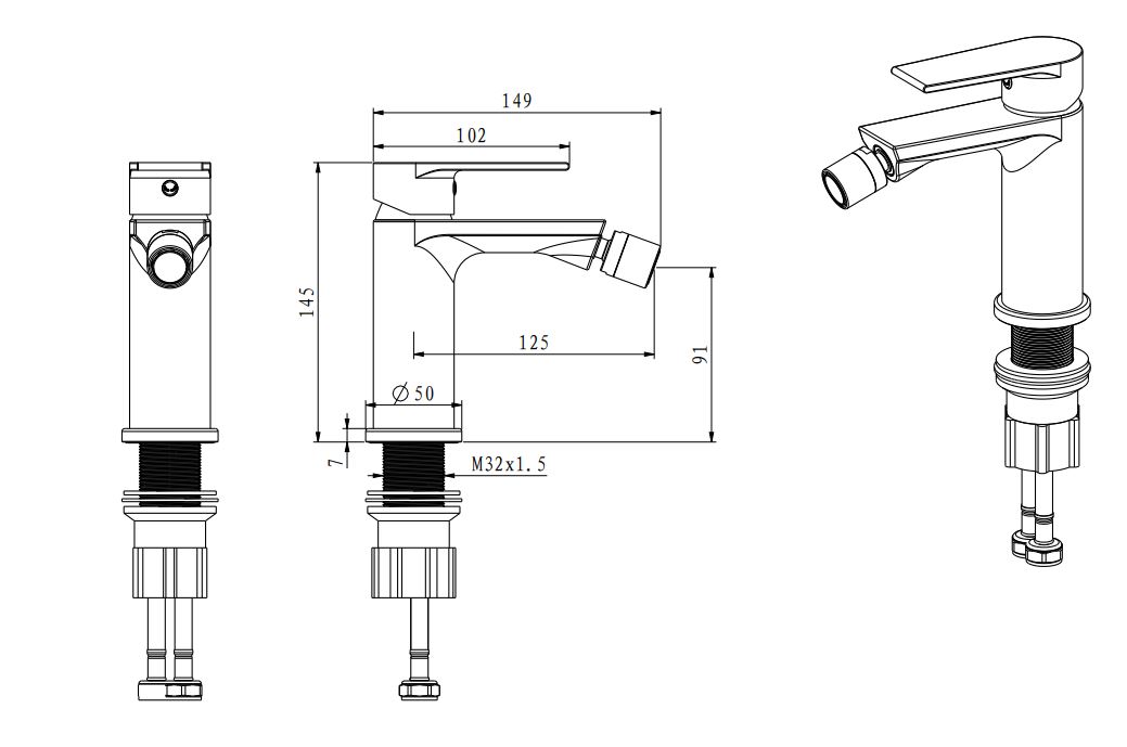 Slika proizvoda ARMAL SAFIR JED. MIJEŠALICA ZA BIDE CRNA F.02.228.01183-1SPT crna, jednoručna, bez podizača