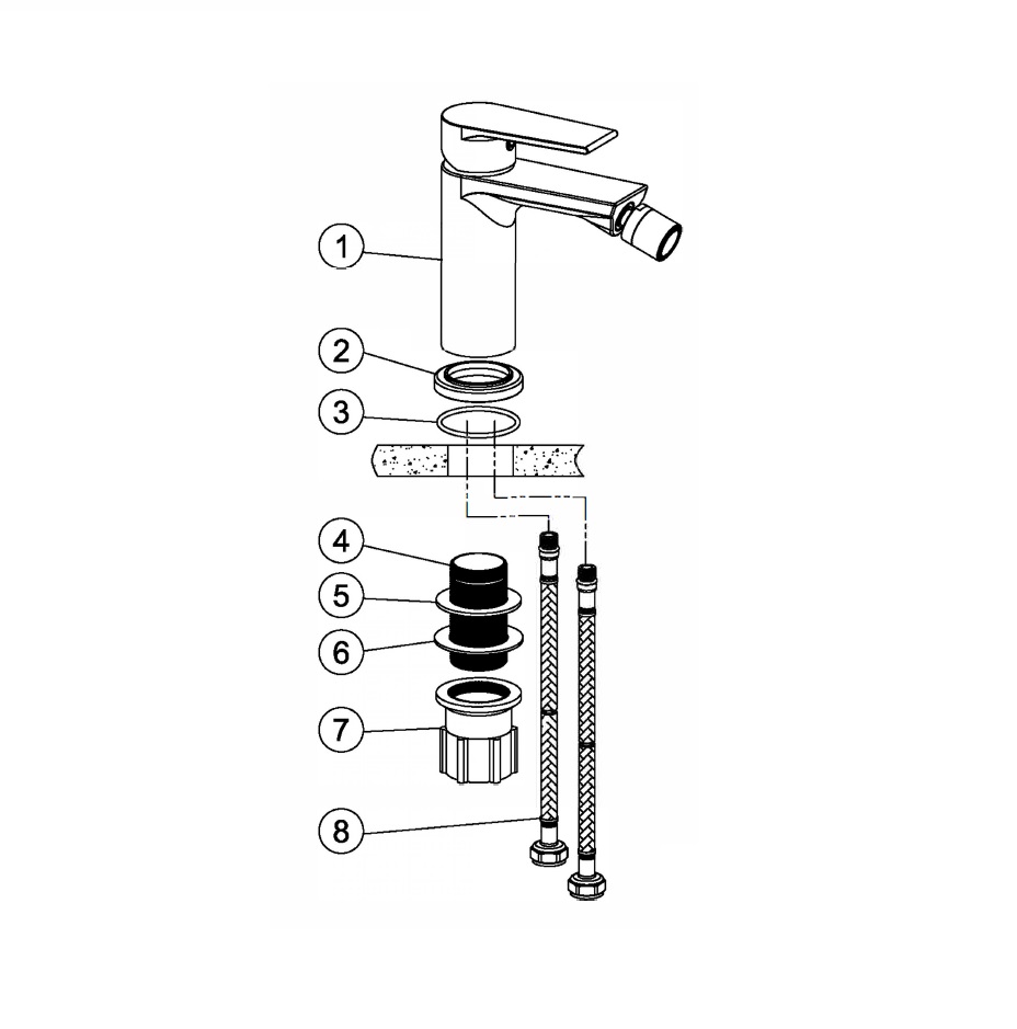 Slika proizvoda ARMAL SAFIR JED. MIJEŠALICA ZA BIDE CRNA F.02.228.01183-1SPT crna, jednoručna, bez podizača
