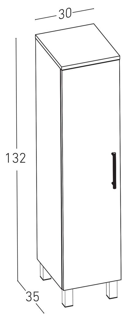 Slika proizvoda ARMAL NEVA 2 STOJEĆI KUPAONSKI ELEMENT V -132 - 1 VRATA korpus bijela mat; fronta bijela sjaj; 30x35x132 cm