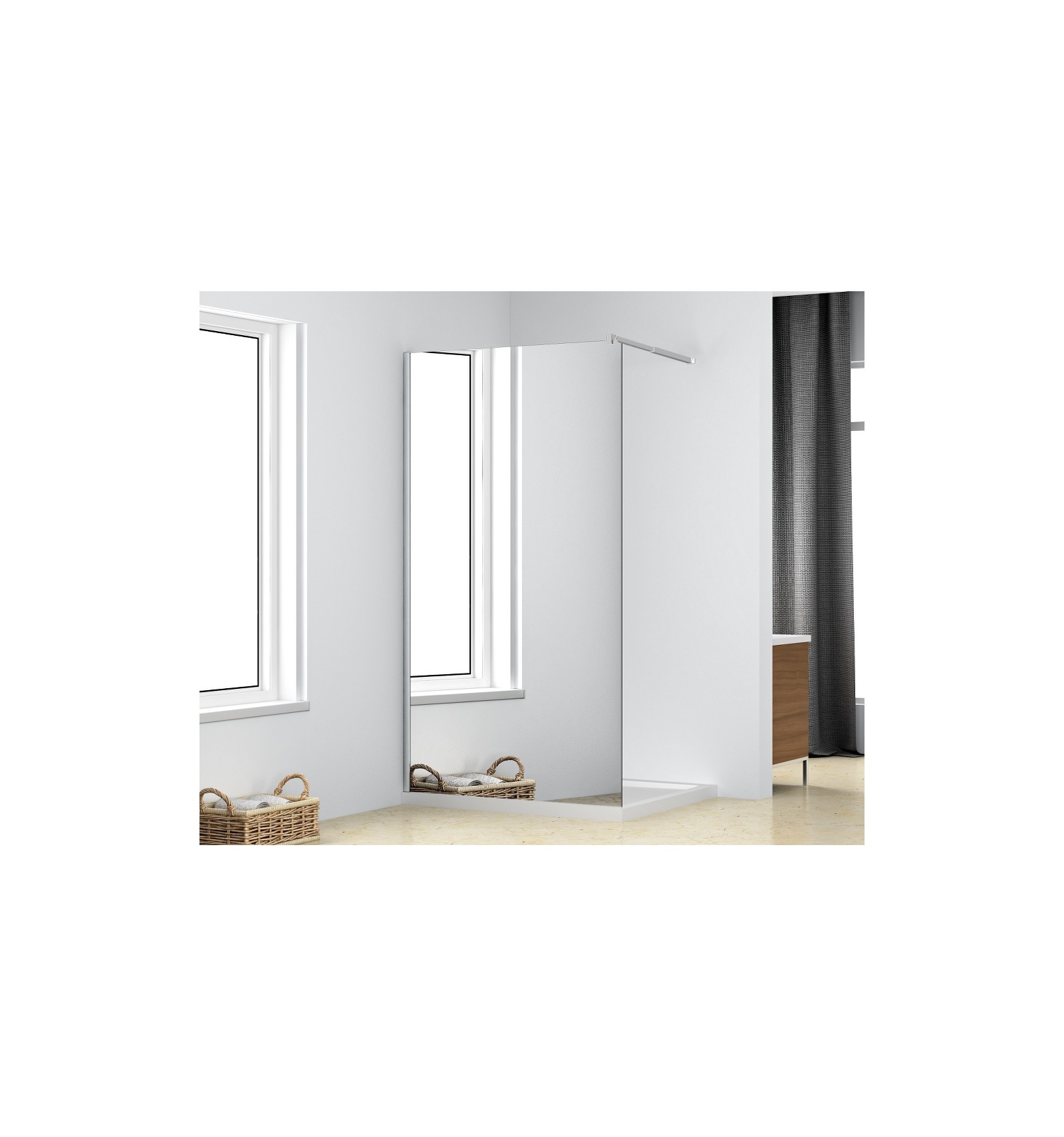 Slika proizvoda ZZ ARMAL TUŠ STIJENA 100X200 "WALK IN" EFEKT OGLEDALA krom profil; prozirno staklo 8 mm efekt ogledala, 100x200cm